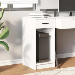 Meubles De Bureau-vidaXL Support de tour d'ordinateur avec tiroir 35x45x77 cm Blanc