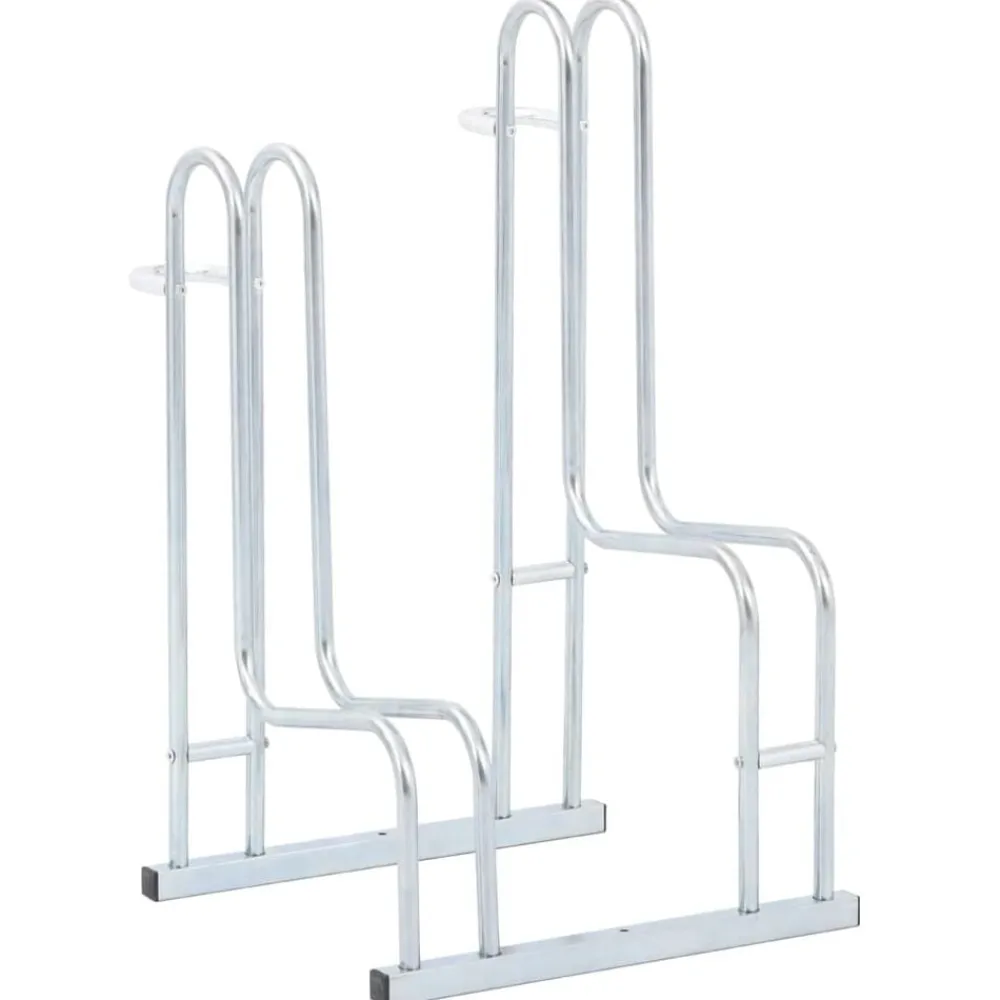 Loisirs De Plein Air-vidaXL Support de vélo au sol autoportant pour 2 vélos acier galvanisé Argent