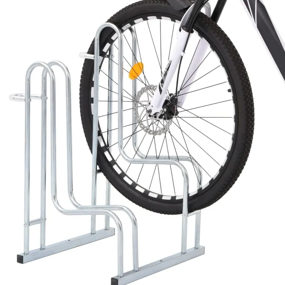 Loisirs De Plein Air-vidaXL Support de vélo au sol autoportant pour 2 vélos acier galvanisé Argent