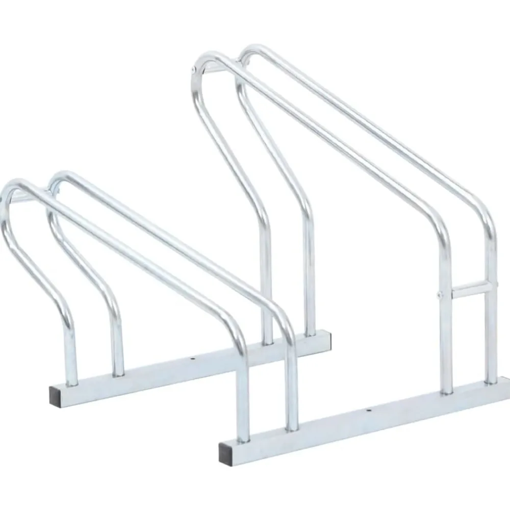 Loisirs De Plein Air-vidaXL Support de vélo au sol autoportant pour 2 vélos acier galvanisé Argent