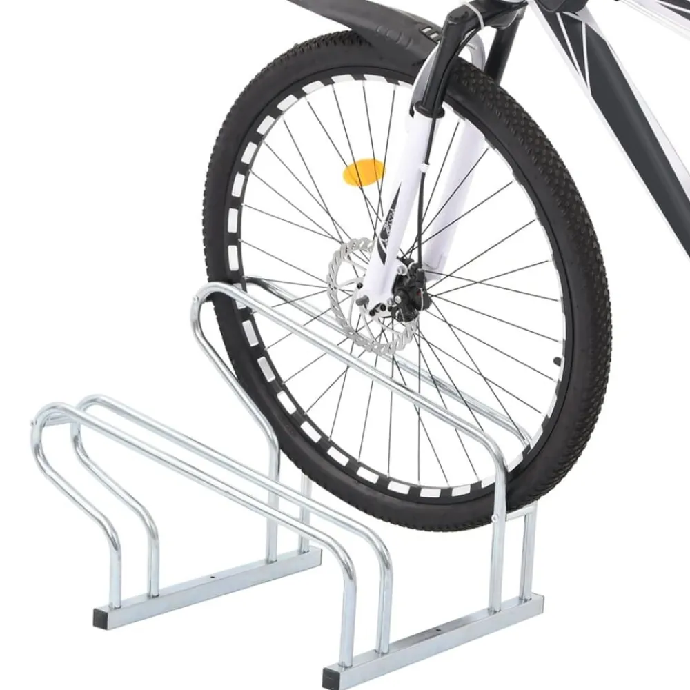 Loisirs De Plein Air-vidaXL Support de vélo au sol autoportant pour 2 vélos acier galvanisé Argent