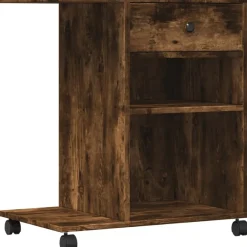 vidaXL Support d'imprimante avec roulettes chêne fumé 60x40x68,5 cm