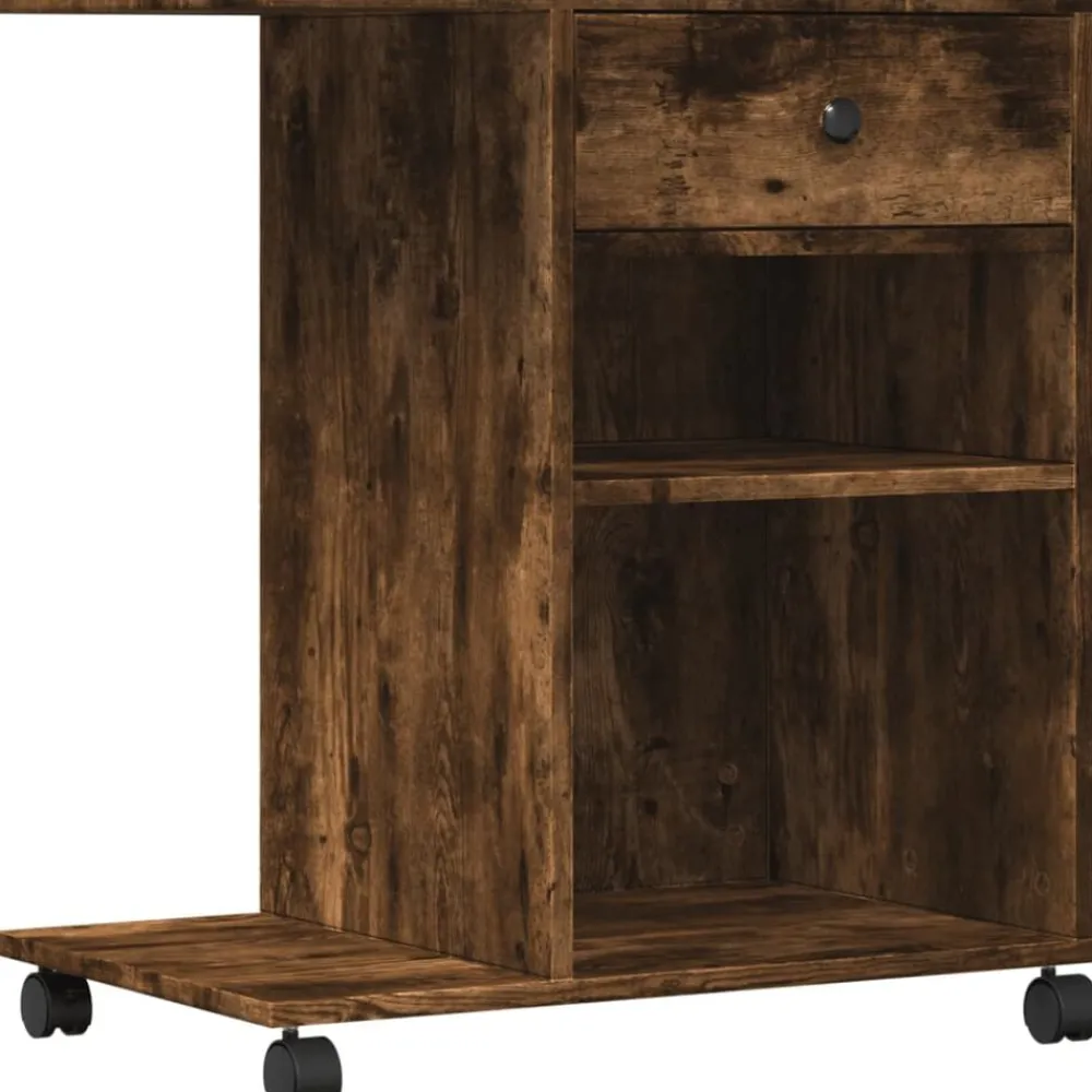vidaXL Support d'imprimante avec roulettes chêne fumé 60x40x68,5 cm