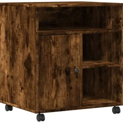 vidaXL Support d'imprimante avec roulettes chêne fumé 60x50x67 cm