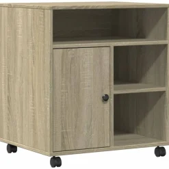 Appareils Électroniques-vidaXL Support d'imprimante avec roulettes chêne sonoma 60x50x67 cm Ch&ecirc;ne sonoma