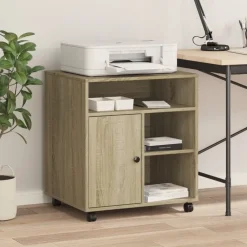 Appareils Électroniques-vidaXL Support d'imprimante avec roulettes chêne sonoma 60x50x67 cm Ch&ecirc;ne sonoma
