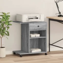 Appareils Électroniques-vidaXL Support d'imprimante avec roulettes 60x40x68,5 cm Sonoma gris