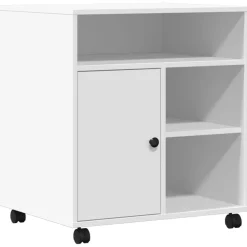Appareils Électroniques-vidaXL Support d'imprimante avec roulettes 60x50x67 cm Blanc