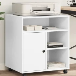 Appareils Électroniques-vidaXL Support d'imprimante avec roulettes 60x50x67 cm Blanc