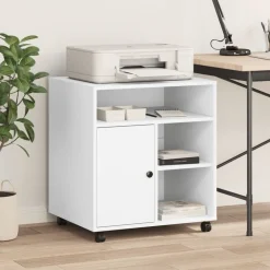 Appareils Électroniques-vidaXL Support d'imprimante avec roulettes 60x50x67 cm Blanc