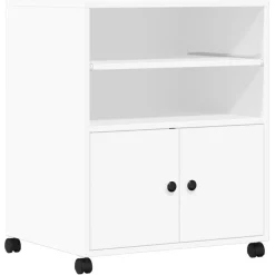 Appareils Électroniques-vidaXL Support d'imprimante avec roulettes 60x48x74 cm Blanc