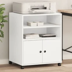 Appareils Électroniques-vidaXL Support d'imprimante avec roulettes 60x48x74 cm Blanc