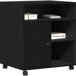 Appareils Électroniques-vidaXL Support d'imprimante avec stockage Chêne noir 60 x 50 x 67 cm Ch&ecirc;ne noir