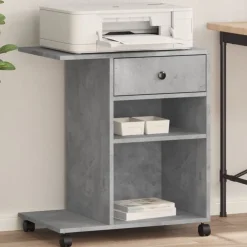 Appareils Électroniques-vidaXL Support d'imprimante avec roulettes 60x40x68,5 cm Gris béton