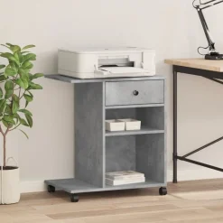 Appareils Électroniques-vidaXL Support d'imprimante avec roulettes 60x40x68,5 cm Gris béton