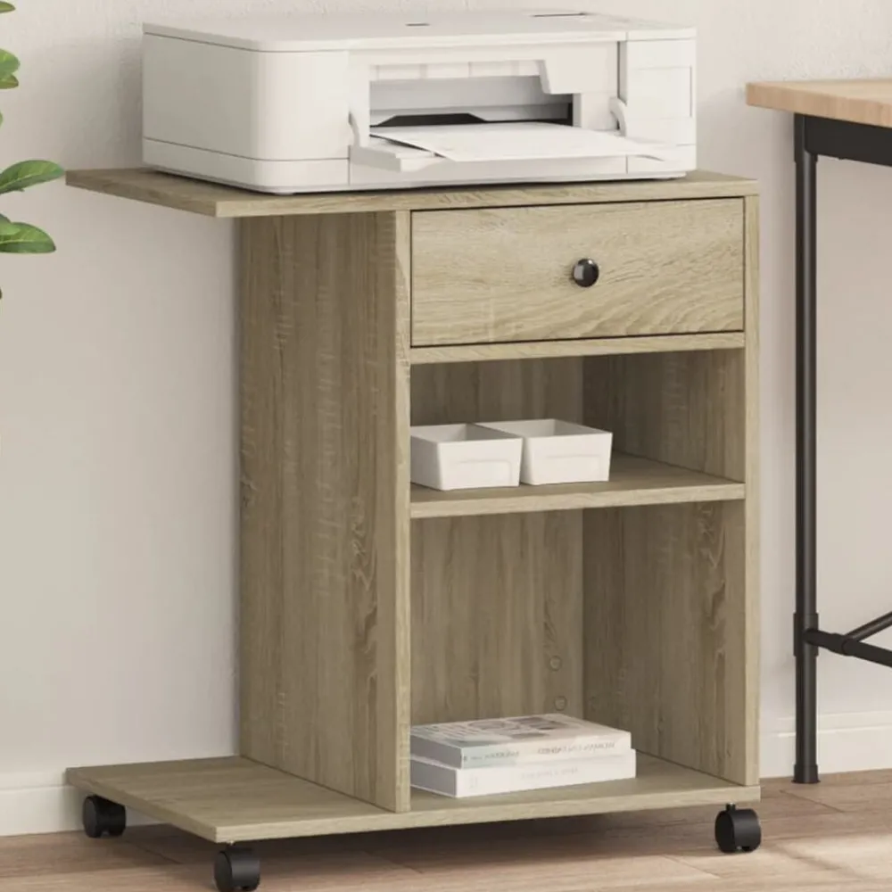 vidaXL Support d'imprimante avec roulettes chêne sonoma 60x40x68,5 cm