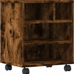 Appareils Électroniques-vidaXL Support d'imprimante avec roulettes chêne fumé 41x32x48 cm Ch&ecirc;ne fumé