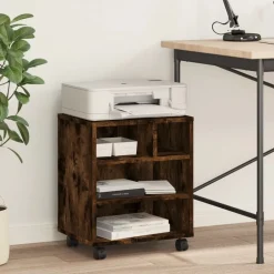 Appareils Électroniques-vidaXL Support d'imprimante avec roulettes chêne fumé 41x32x48 cm Ch&ecirc;ne fumé