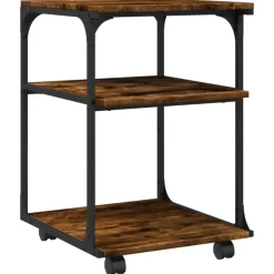 vidaXL Support d'imprimante à 3 niveaux chêne fumé 43x48x64 cm