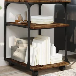 vidaXL Support d'imprimante à 3 niveaux chêne fumé 43x48x64 cm