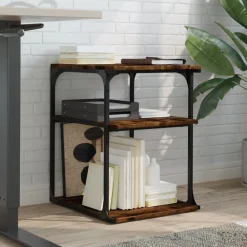 vidaXL Support d'imprimante à 3 niveaux chêne fumé 43x48x64 cm