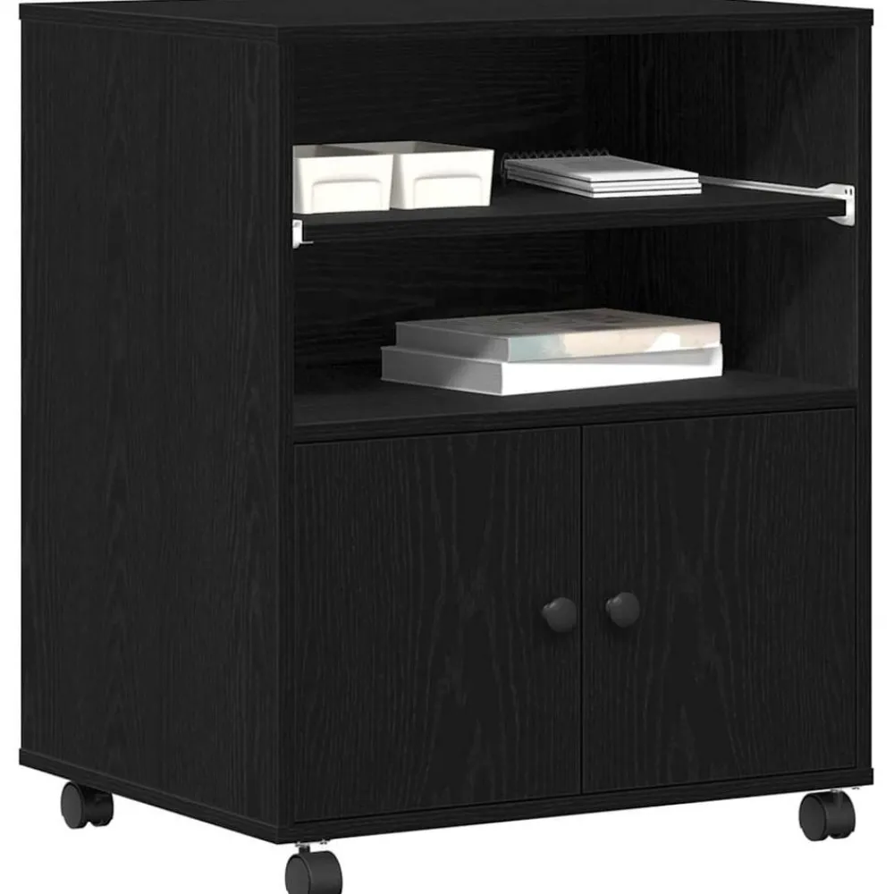 vidaXL Support d'imprimante avec stockage Chêne noir 60 x 48 x 74 cm
