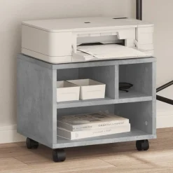 Appareils Électroniques-vidaXL Support d'imprimante avec roulettes 41x32x34,5 cm Gris béton