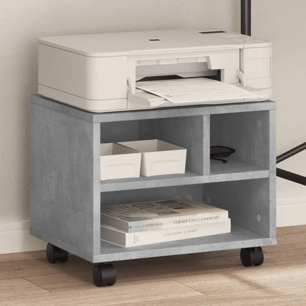 Appareils Électroniques-vidaXL Support d'imprimante avec roulettes 41x32x34,5 cm Gris béton