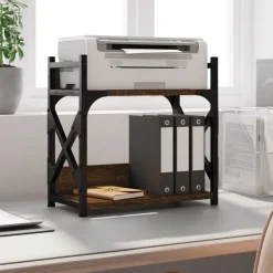 Appareils Électroniques-vidaXL Support d'imprimante à 2 niveaux chêne marron 40x20x40 cm Ch&ecirc;ne marron