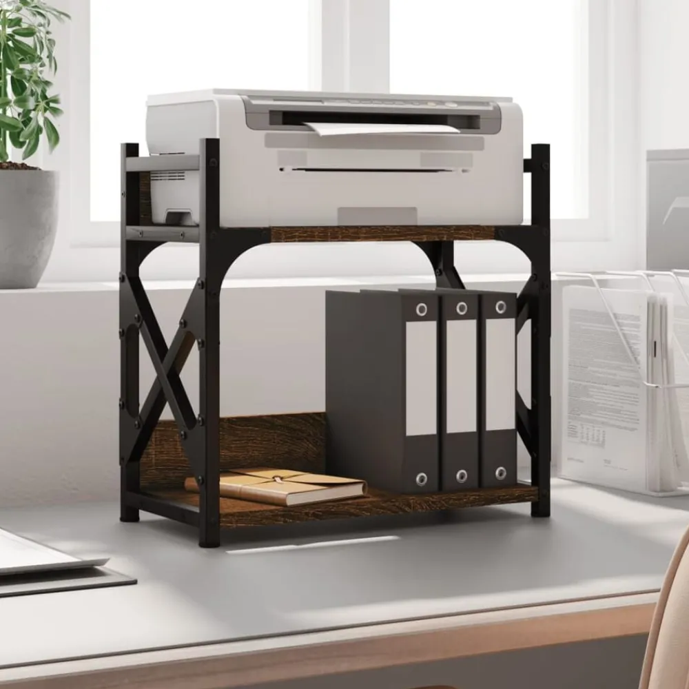 Appareils Électroniques-vidaXL Support d'imprimante à 2 niveaux chêne marron 40x20x40 cm Chêne marron