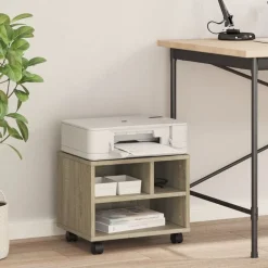Appareils Électroniques-vidaXL Support d'imprimante avec roulettes chêne sonoma 41x32x34,5 cm Ch&ecirc;ne sonoma