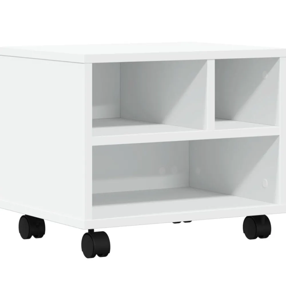 Appareils Électroniques-vidaXL Support d'imprimante avec roulettes 41x32x34,5 cm Blanc