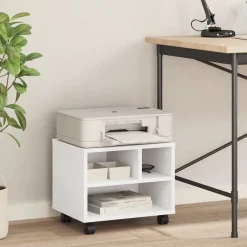 Appareils Électroniques-vidaXL Support d'imprimante avec roulettes 41x32x34,5 cm Blanc