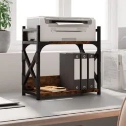 Appareils Électroniques-vidaXL Support d'imprimante à 2 niveaux chêne fumé 40x20x40 cm Ch&ecirc;ne fumé