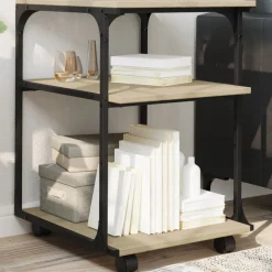 vidaXL Support d'imprimante à 3 niveaux chêne sonoma 43x48x64 cm