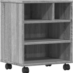 Appareils Électroniques-vidaXL Support d'imprimante avec roulettes 41x32x48 cm Sonoma gris
