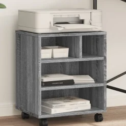 Appareils Électroniques-vidaXL Support d'imprimante avec roulettes 41x32x48 cm Sonoma gris