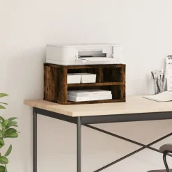 vidaXL Support d'imprimante chêne fumé 40x32x22,5 cm bois d'ingénierie