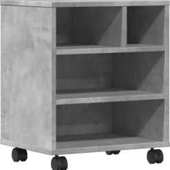 Appareils Électroniques-vidaXL Support d'imprimante avec roulettes 41x32x48 cm Gris béton