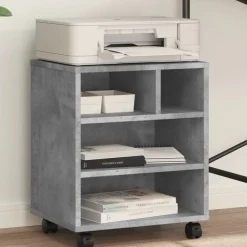 Appareils Électroniques-vidaXL Support d'imprimante avec roulettes 41x32x48 cm Gris béton