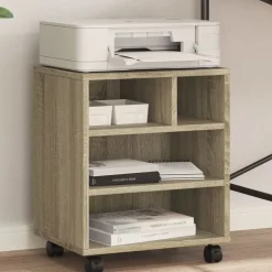 vidaXL Support d'imprimante avec roulettes chêne sonoma 41x32x48 cm