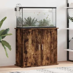 vidaXL Support pour aquarium chêne fumé 81x36x73 cm bois d'ingénierie