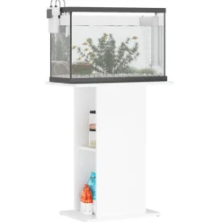 Articles Pour Animaux De Compagnie-vidaXL Support pour aquarium 60,5x36x72,5 cm bois d'ingénierie Blanc