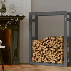 Accessoires Pour Cheminées & Poêles À Bois-vidaXL Support pour bois de chauffage 80x25x100 cm Bois de pin Gris