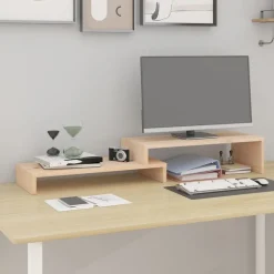 vidaXL Support pour moniteur (52-101)x22x14 cm Bois de pin solide