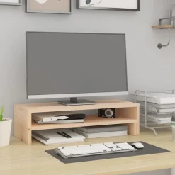 vidaXL Support pour moniteur (52-101)x22x14 cm Bois de pin solide
