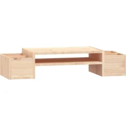 Appareils Électroniques-vidaXL Support pour moniteur 70x27,5x15 cm Bois de pin solide Naturel