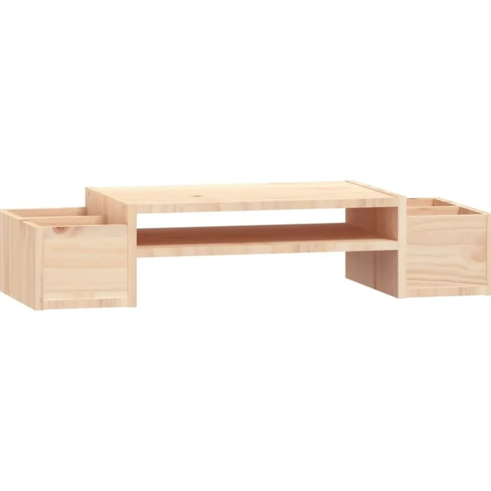 Appareils Électroniques-vidaXL Support pour moniteur 70x27,5x15 cm Bois de pin solide Naturel