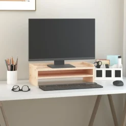 vidaXL Support pour moniteur 50x24x16 cm Bois de pin solide