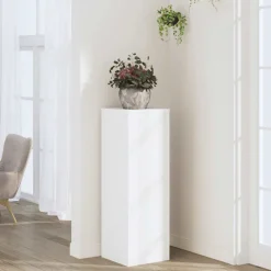 Pelouses & Jardins-vidaXL Support pour plantes 33x33x100 cm bois d'ingénierie Blanc